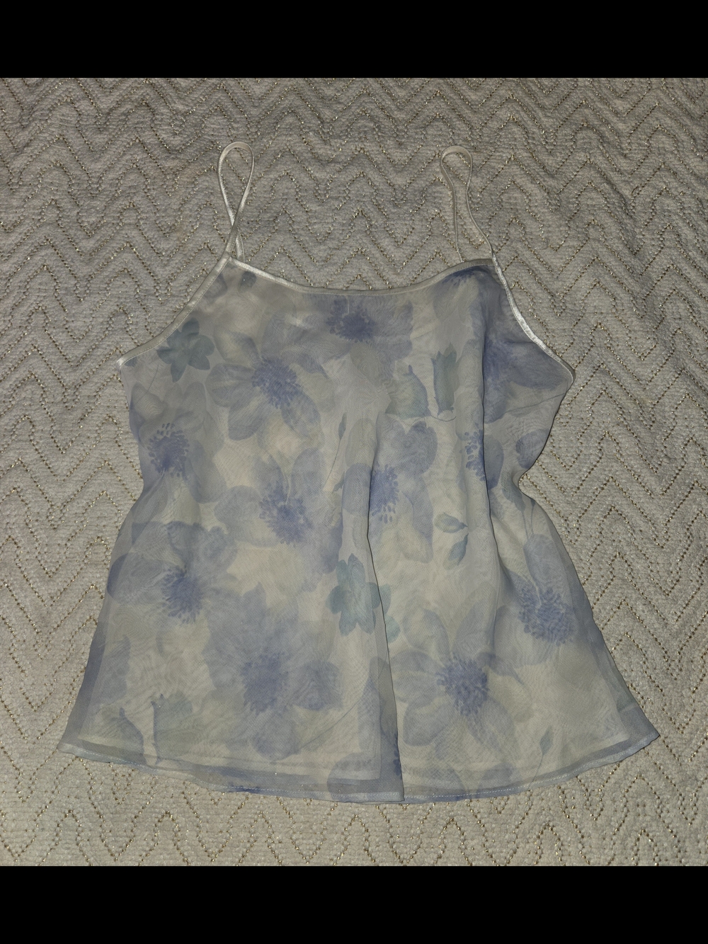 Valerie Stevens Pale Blue Floral Satin Cami